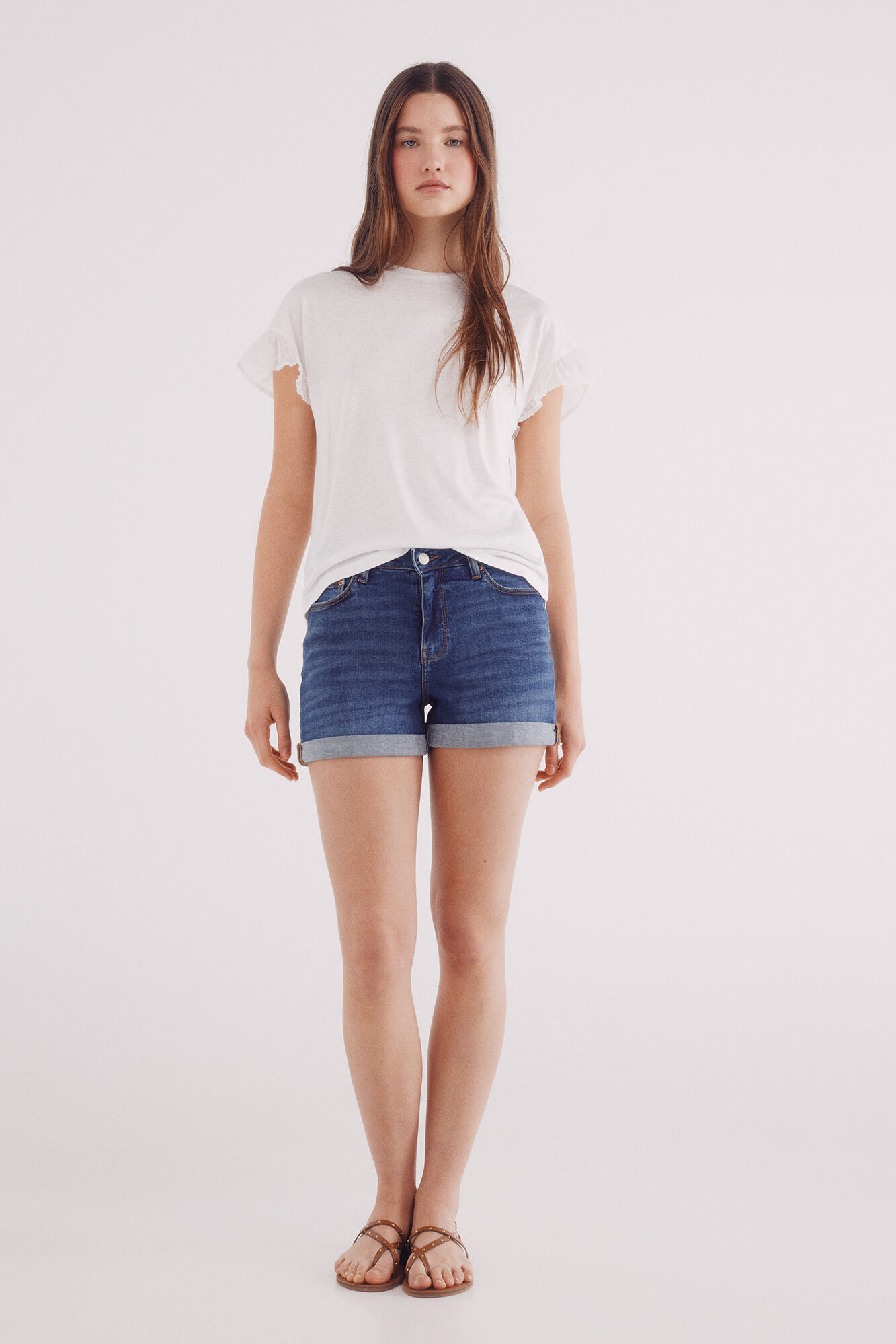 Springfield Playera manga volante plumet&iacute; amarillo