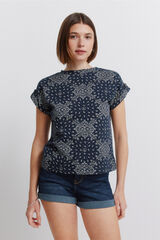 Springfield Playera de manga doblada azul