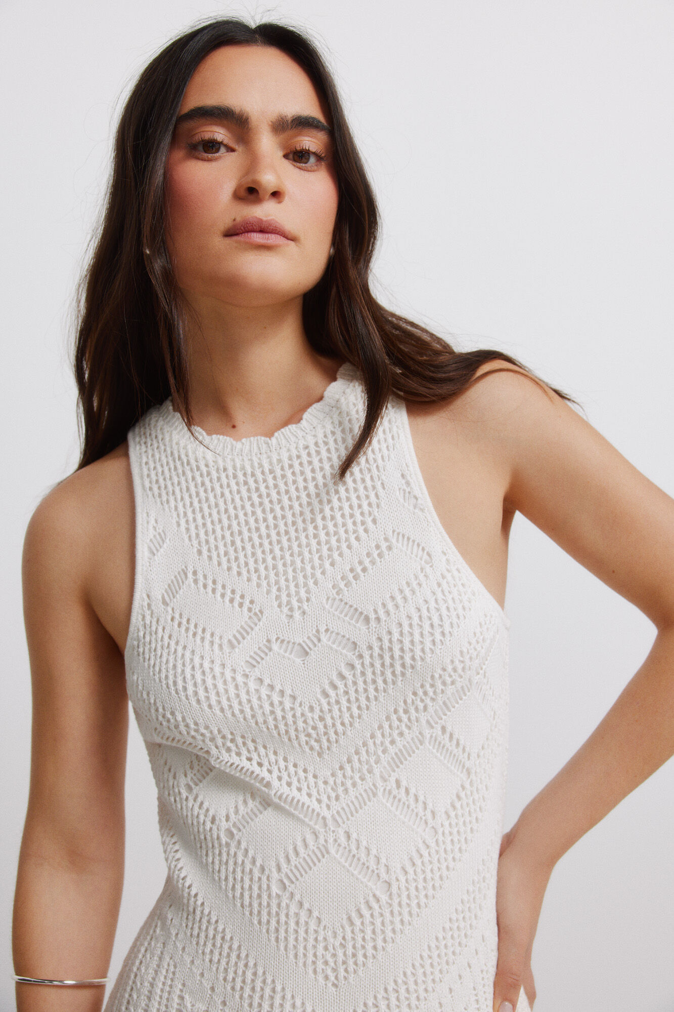 Springfield Vestido midi de punto calado