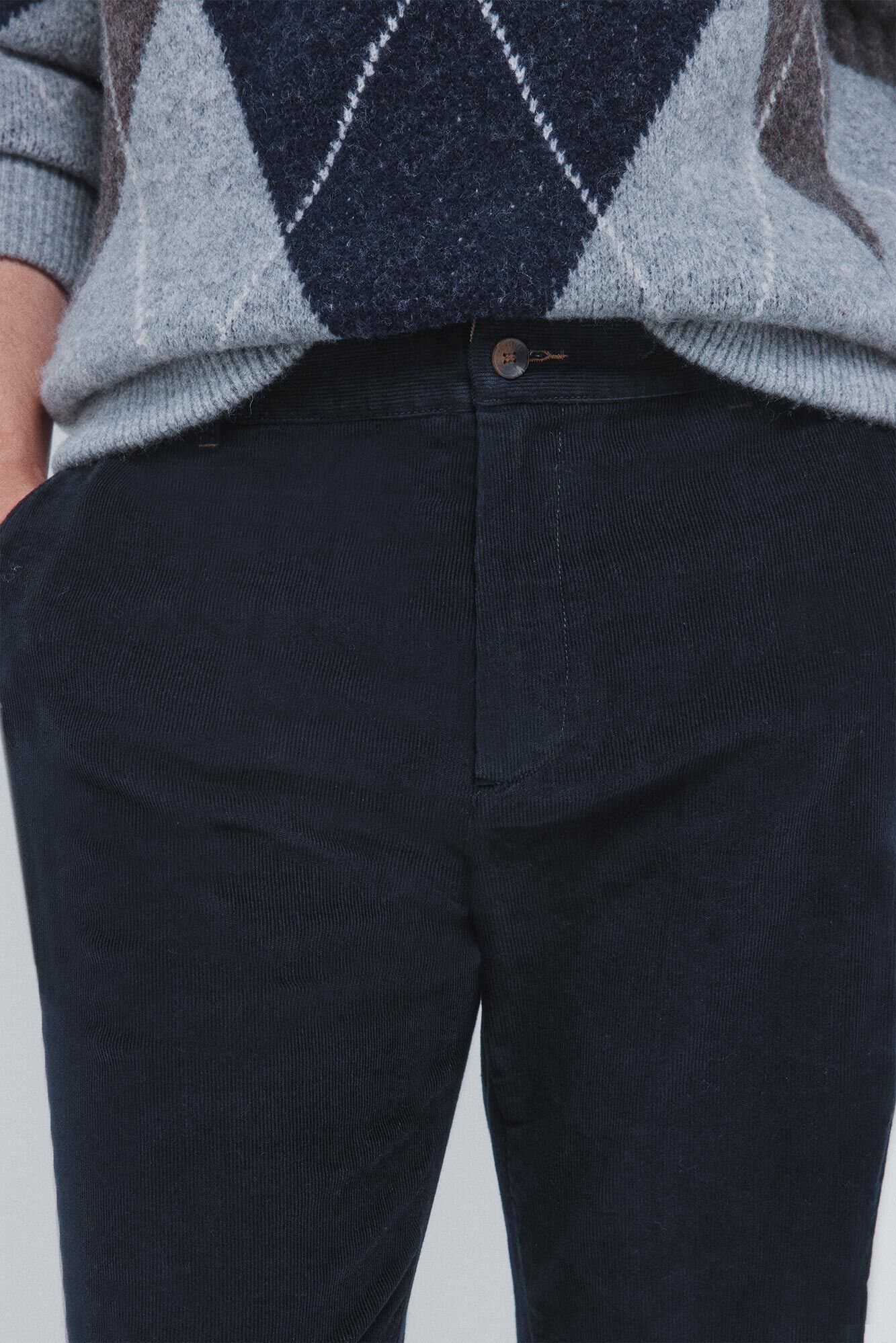 Springfield Pantalones chinos de pana micro de pana entallado azul