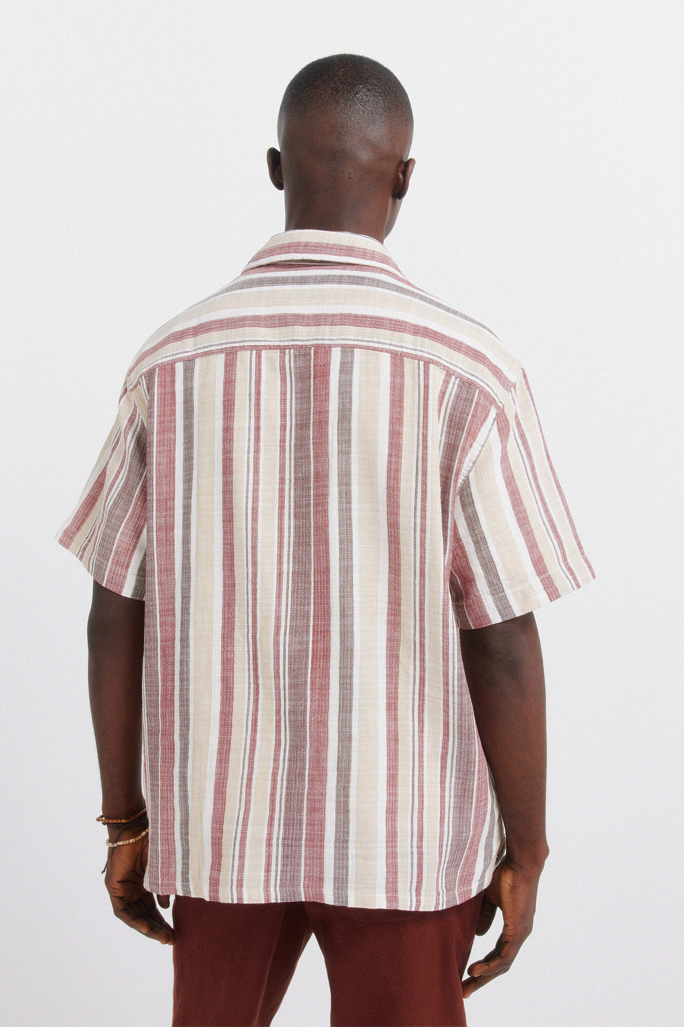 Springfield Camisa de manga corta de rayas r&uacute;stica rojo