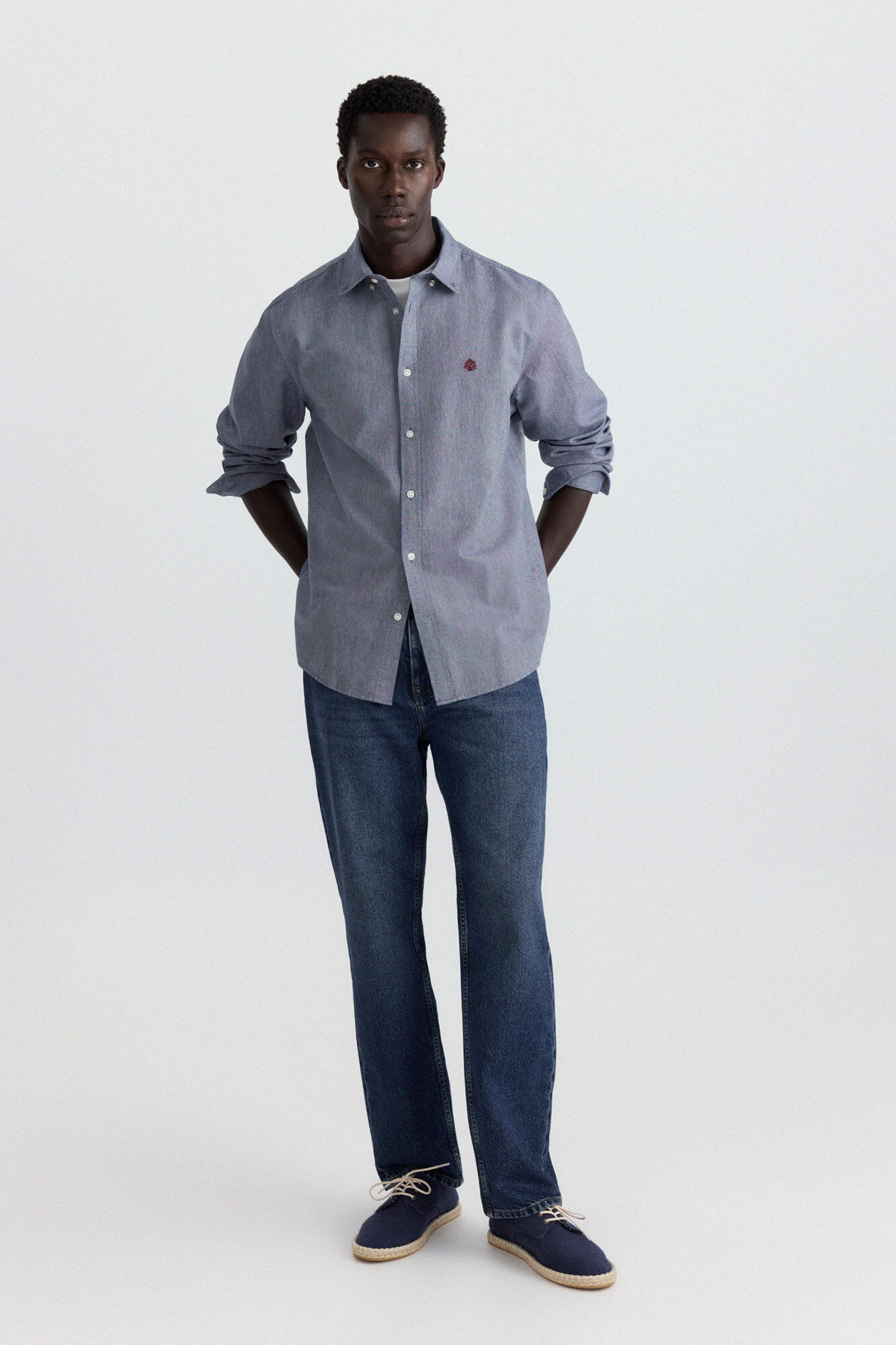 Springfield Camisa oxford azul tinta