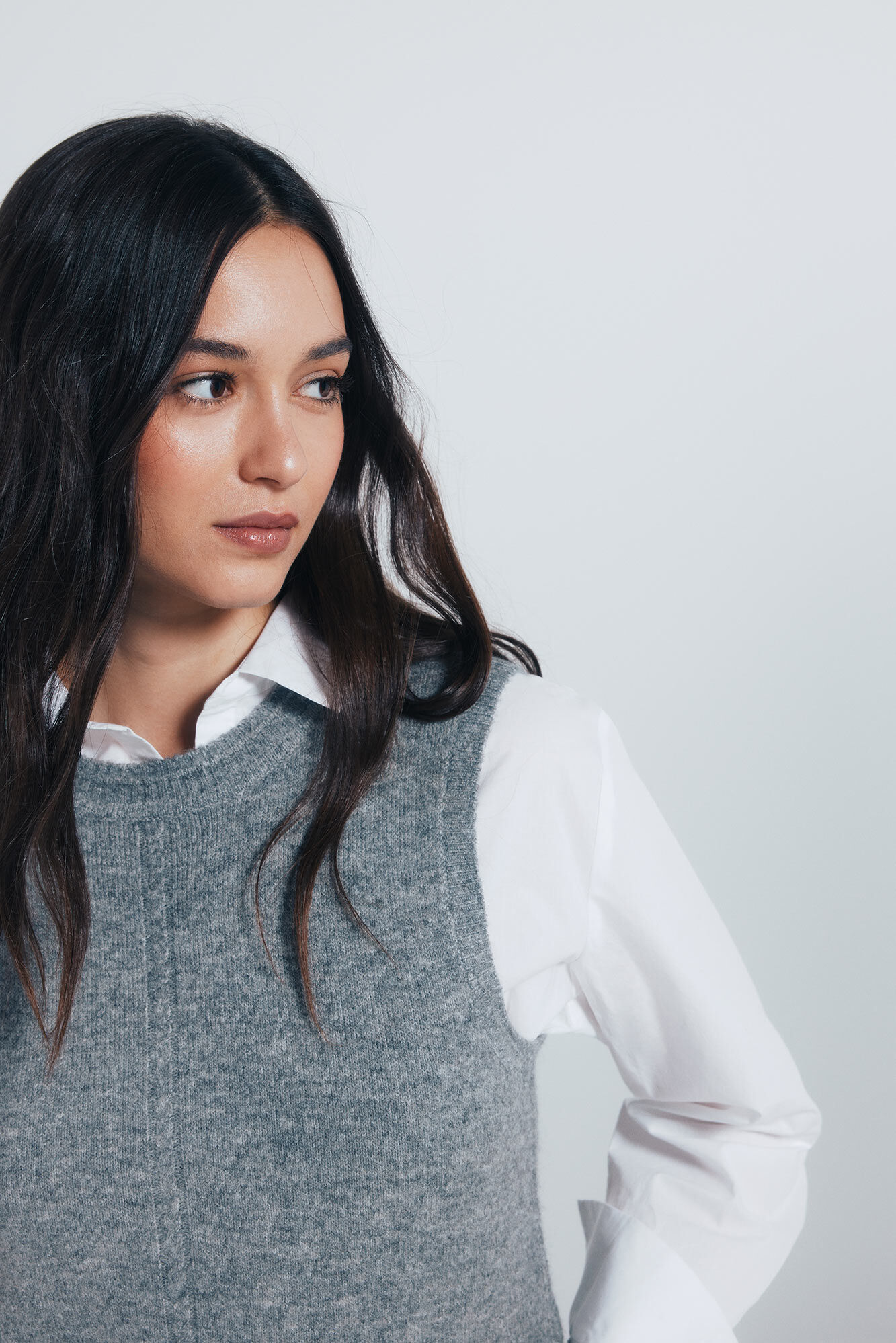 Springfield Chaleco tejido con trenzas caf&eacute;