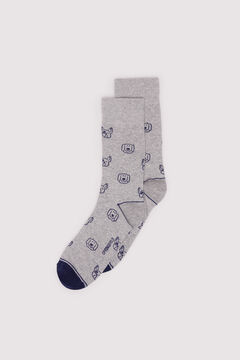 Springfield Calcetín jacquard caras perros gris