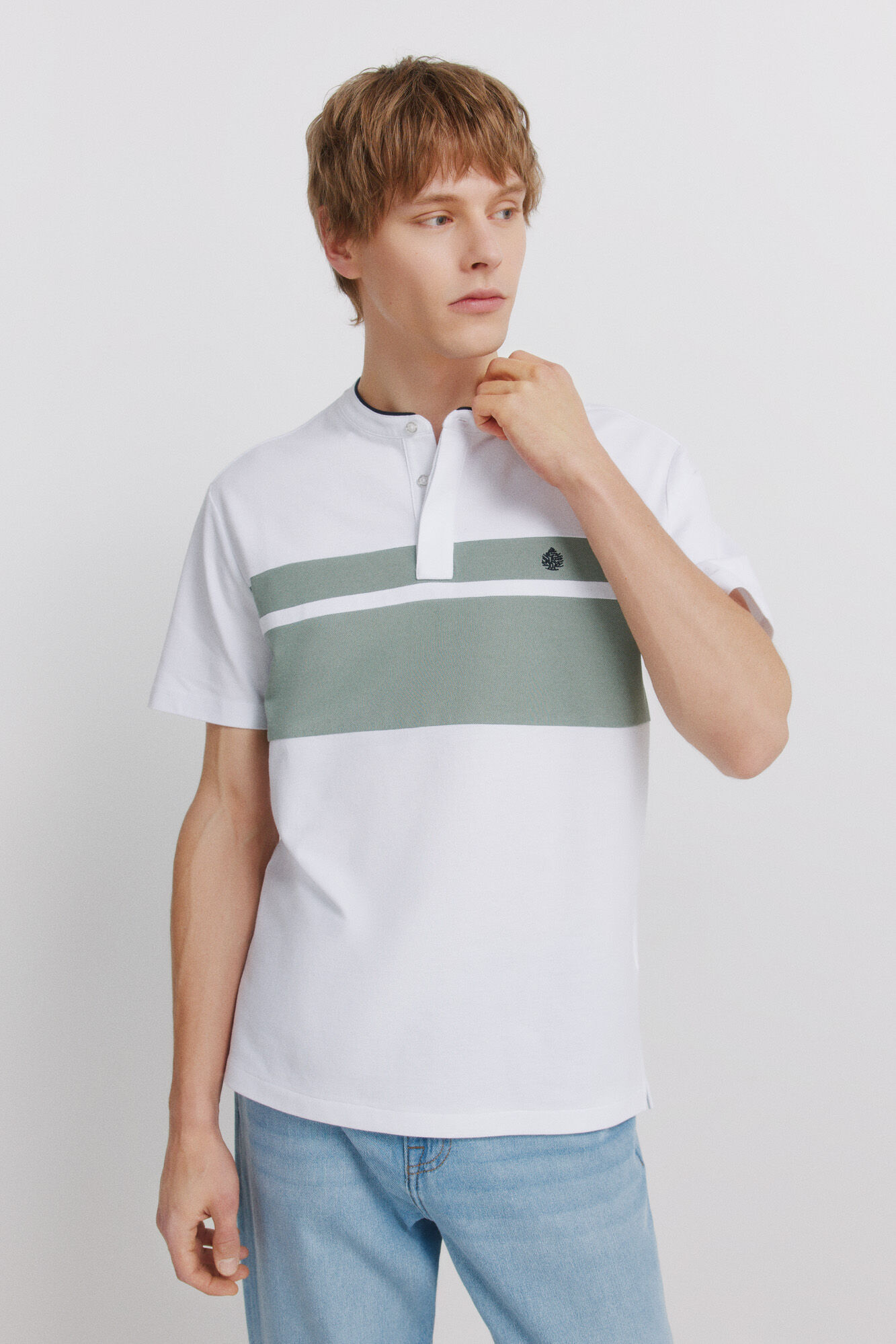 Springfield Polo de piqu&eacute; cuello mao bloque de color slim fit