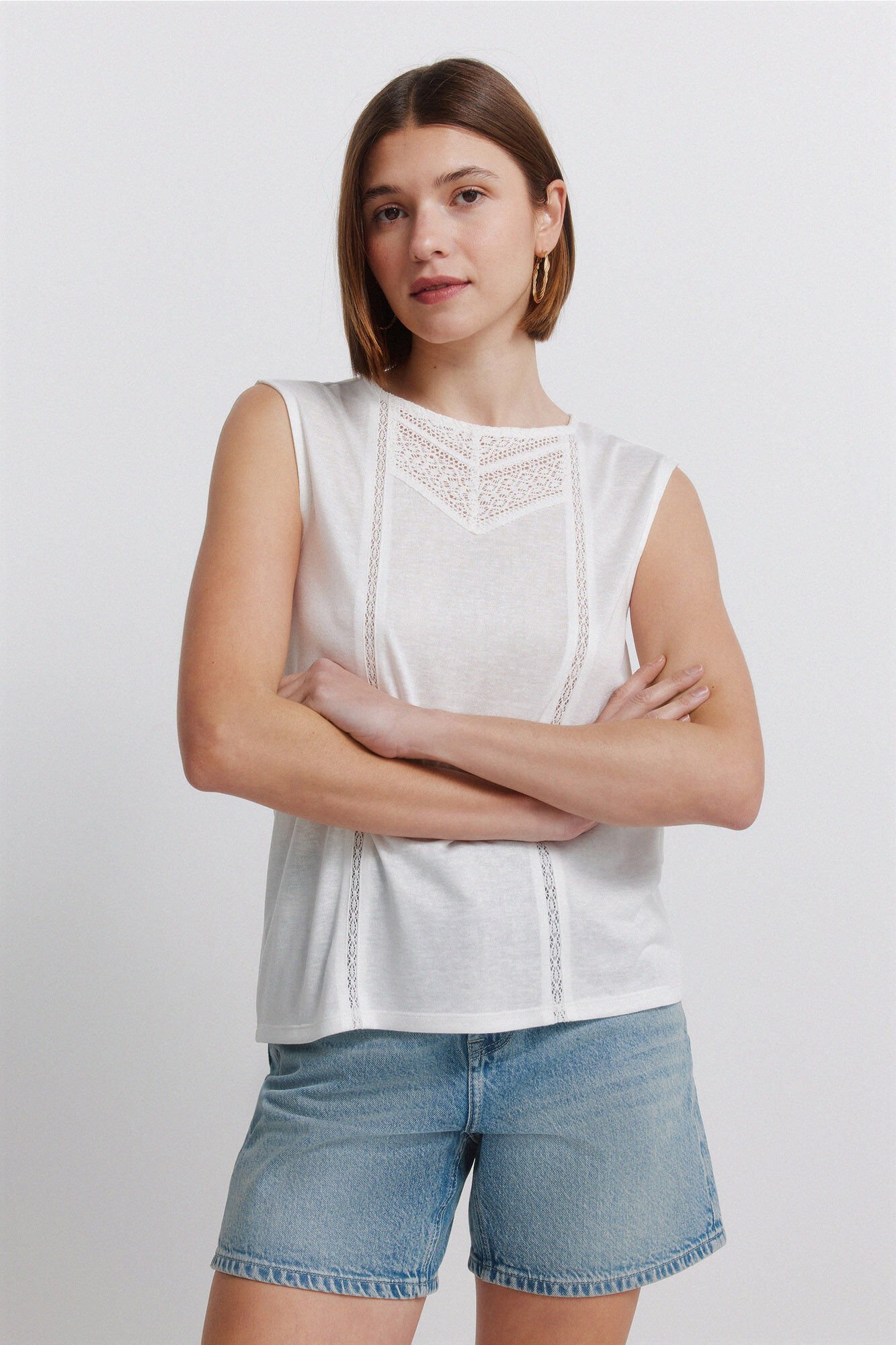 Springfield Playera sin mangas crochet