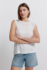 Springfield Playera sin mangas crochet blanco