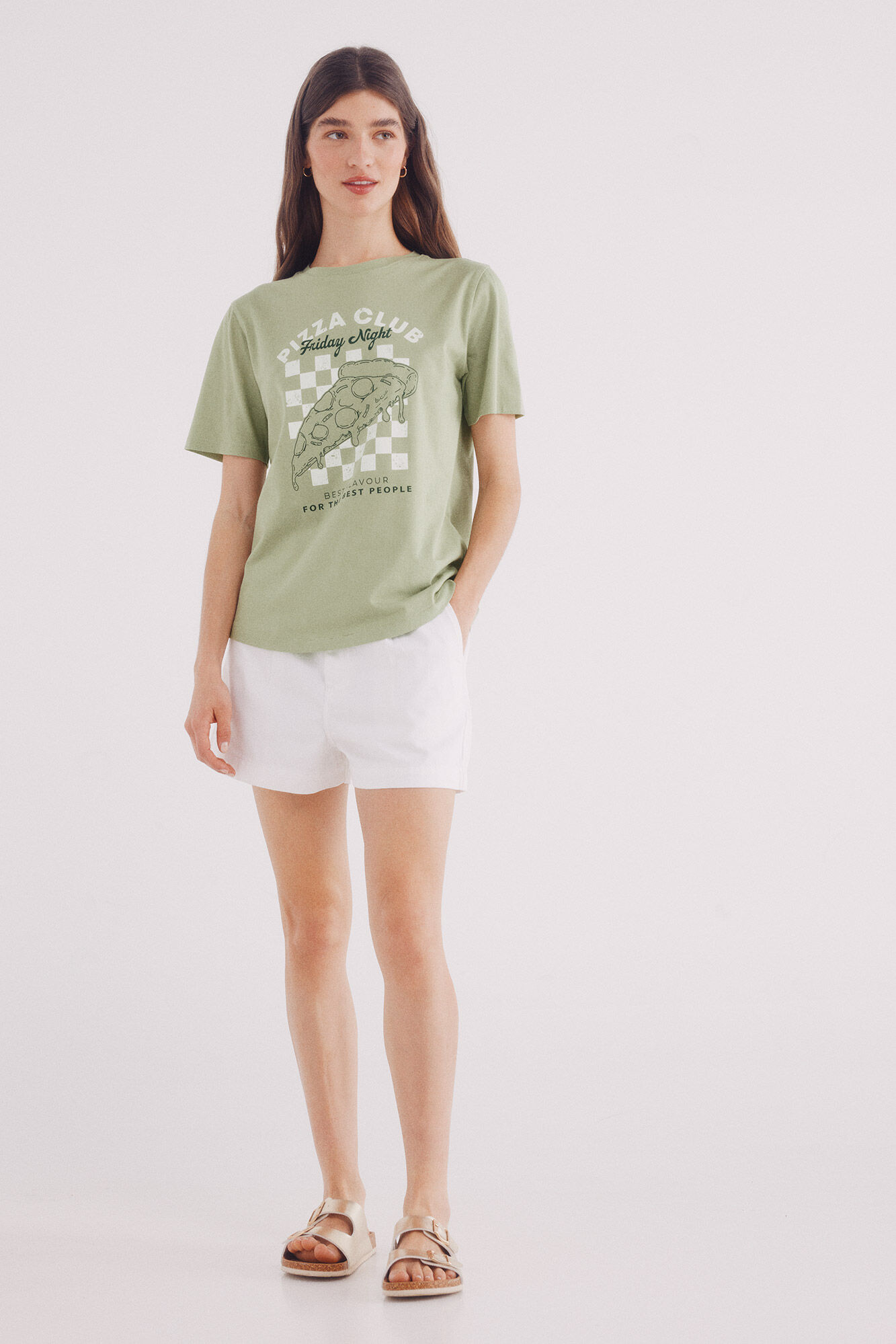 Springfield Playera "Pizza club" marfil