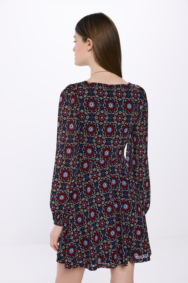 Springfield Vestido corto estampado flores geométricas marino