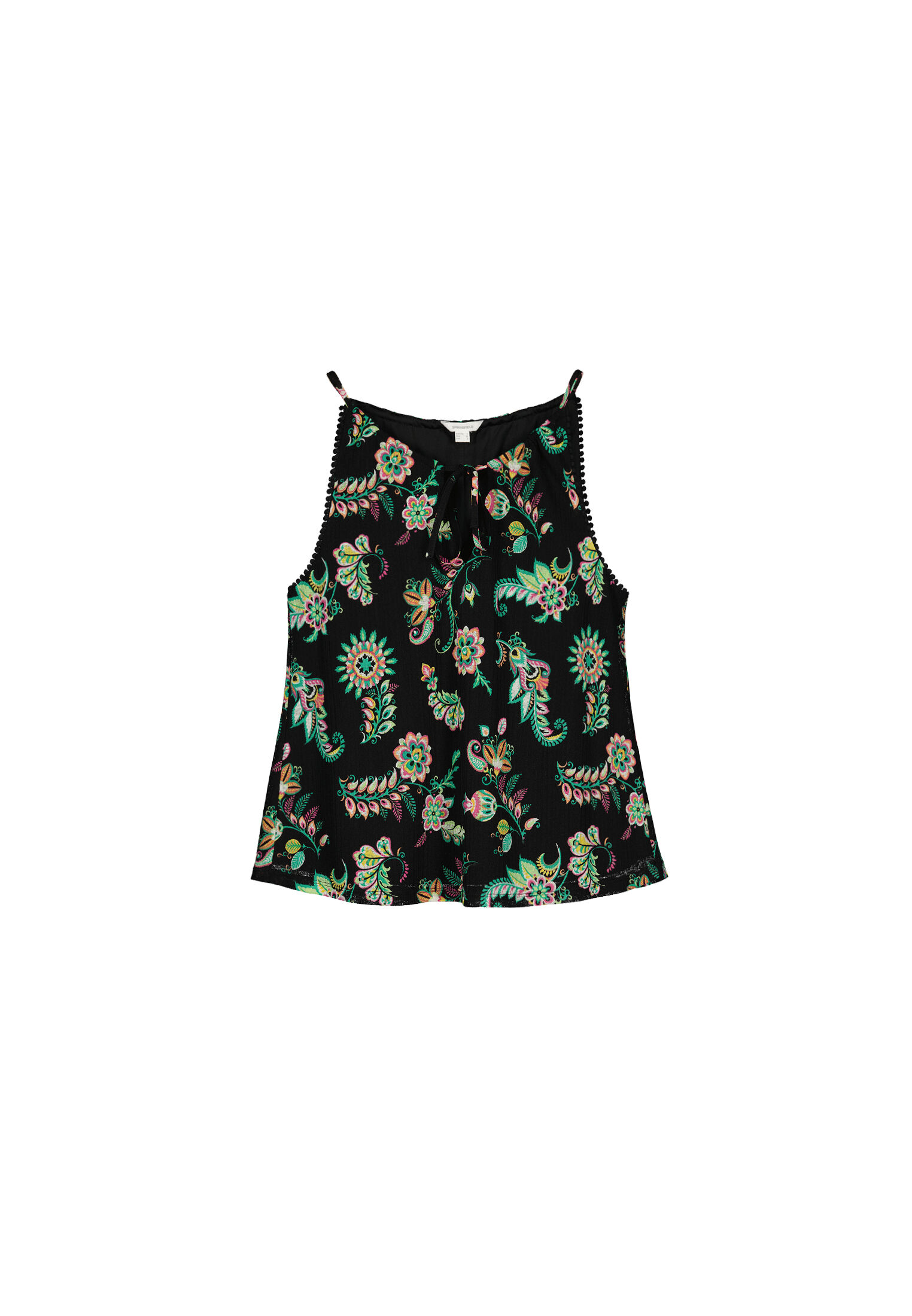 Springfield Top Escote Halter Estampado negro
