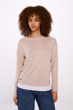 Springfield Playera combinada botones laterales café