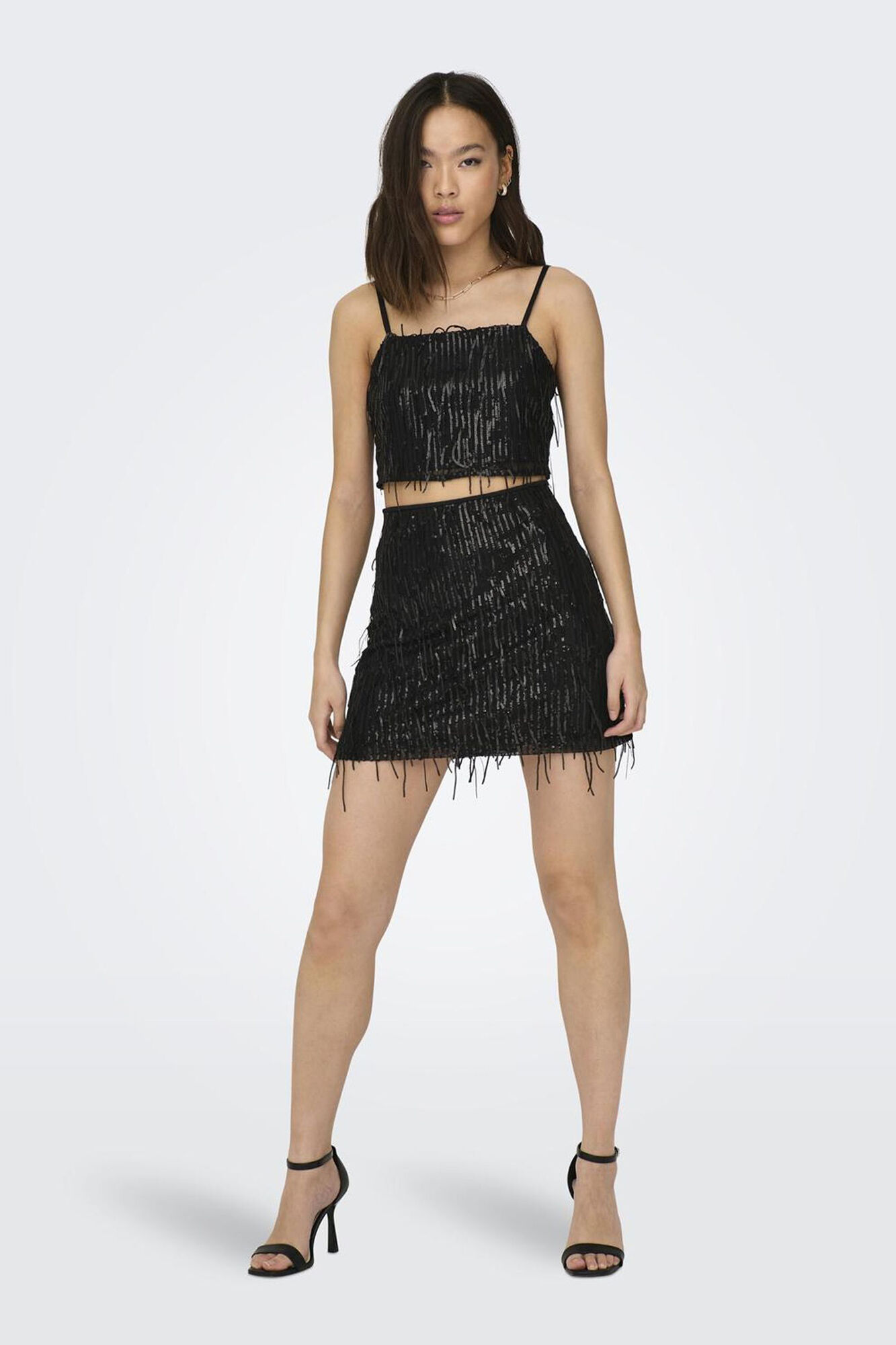 Only Falda corta lentejuelas negro