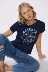 Springfield Playera gráfica floral azulado