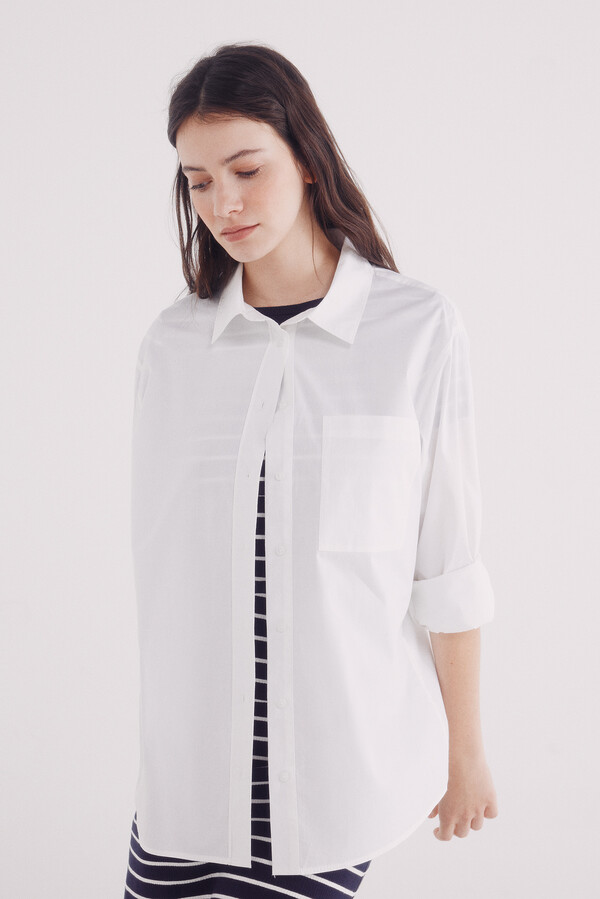 Springfield Camisa oversized popelín natural