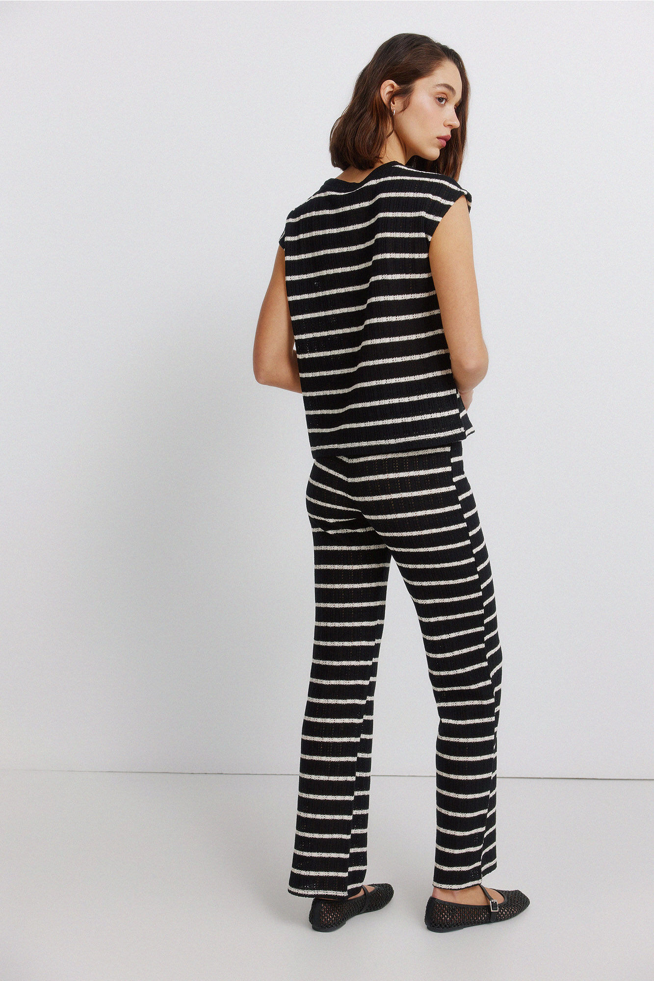 Springfield Pantal&oacute;n de punto a rayas negro