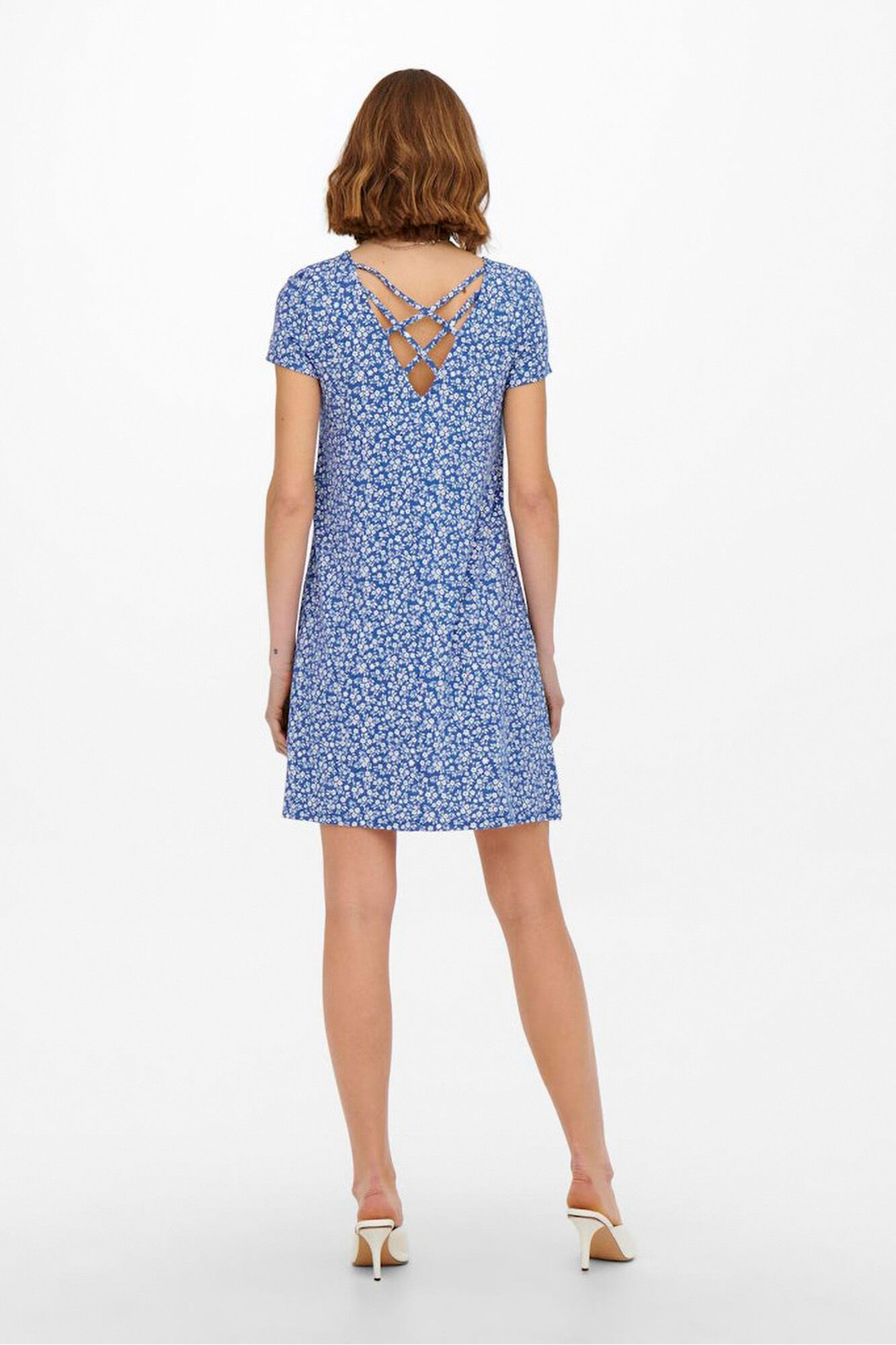 Only Vestido corto manga corta azul tinta