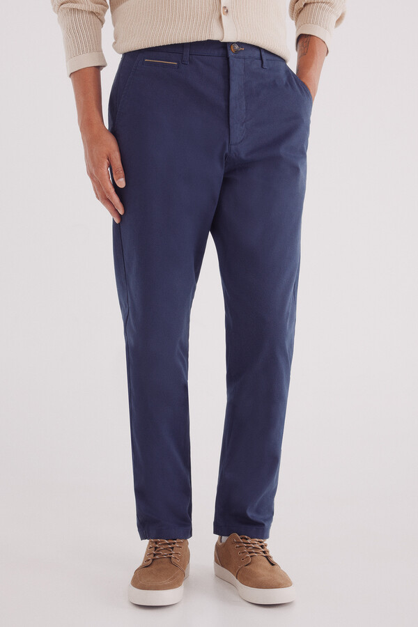 Springfield Pantalón chino microestampado slim fit azul indigo