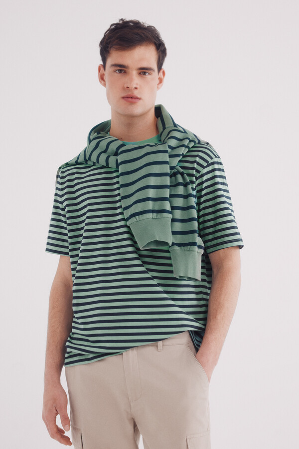 Springfield Playera rayas estampada verde