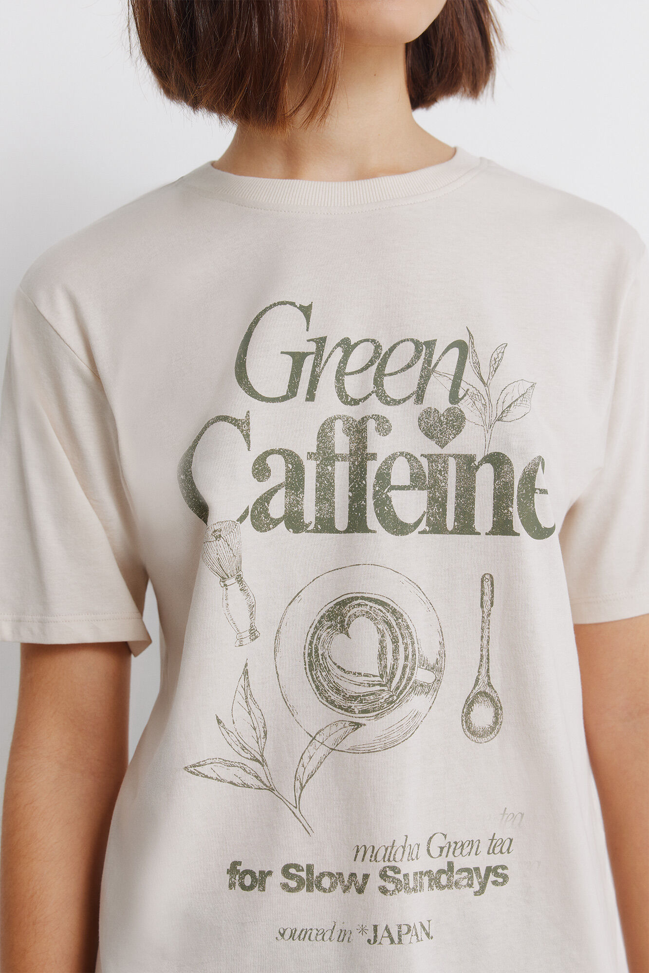 Springfield Playera manga corta "Le caf&eacute;" beige