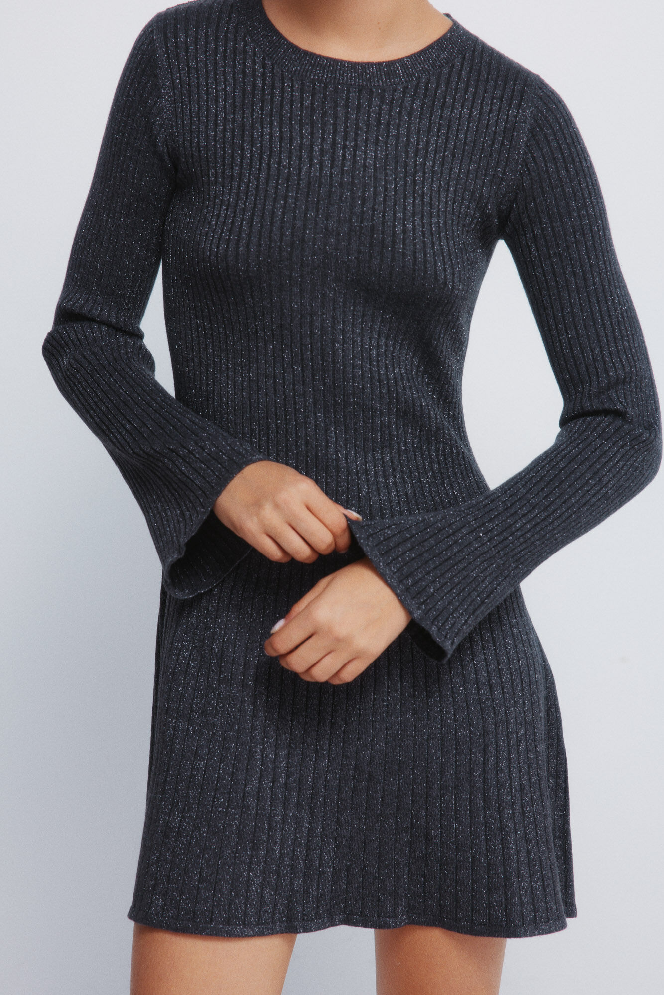 Springfield Vestido short de punto tejido gris