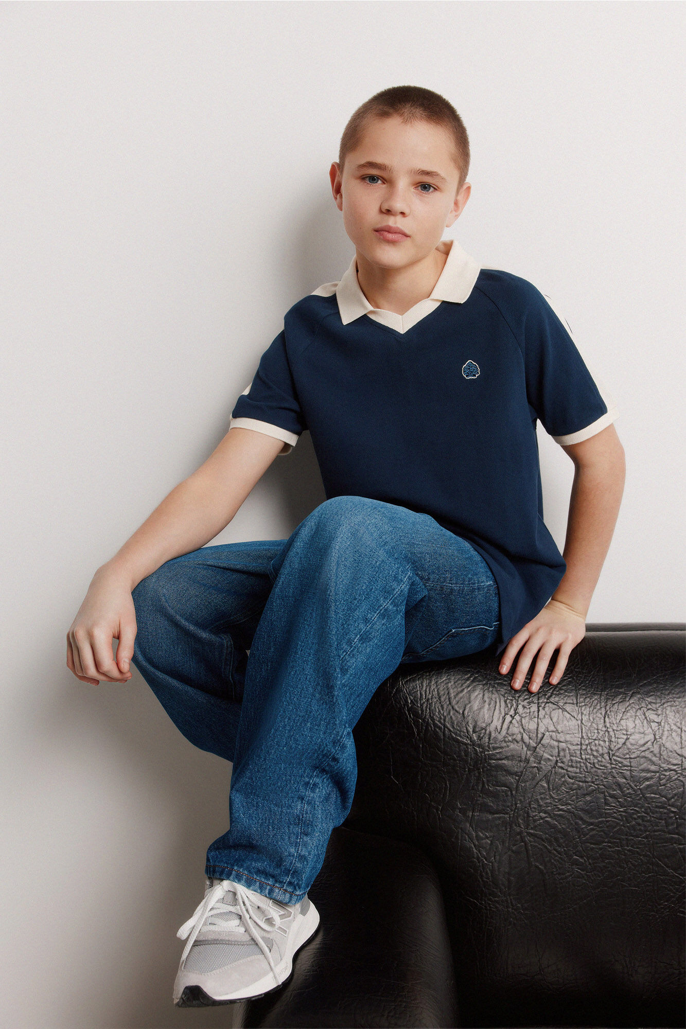 Springfield Kids Polo de ni&ntilde;o cortados y cosidos azul mezcla