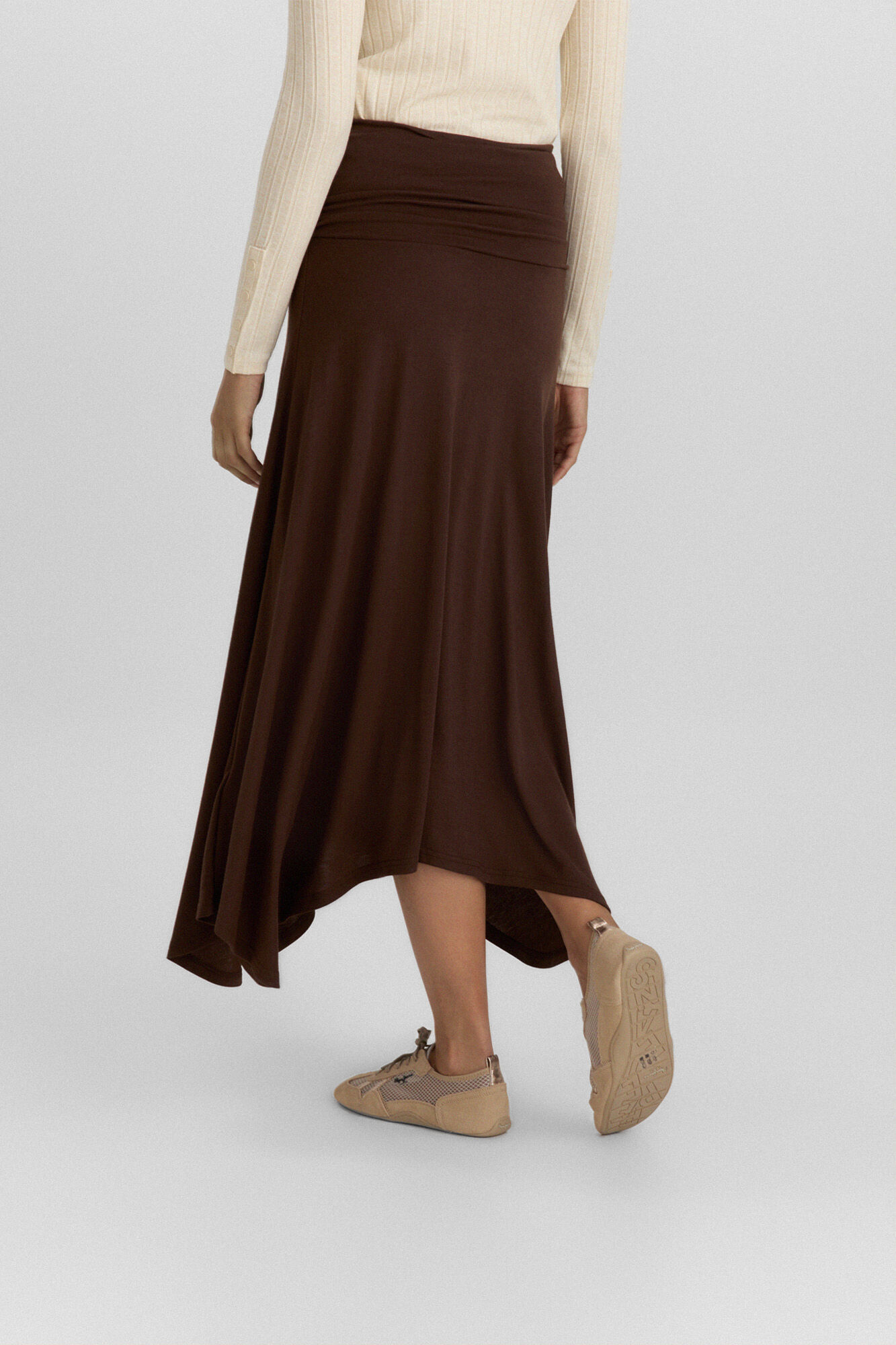 Springfield Falda midi asim&eacute;trica caf&eacute;