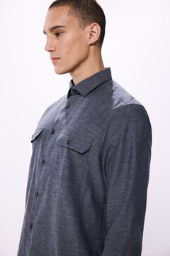 Springfield Camisa franela bolsillos en pecho gris