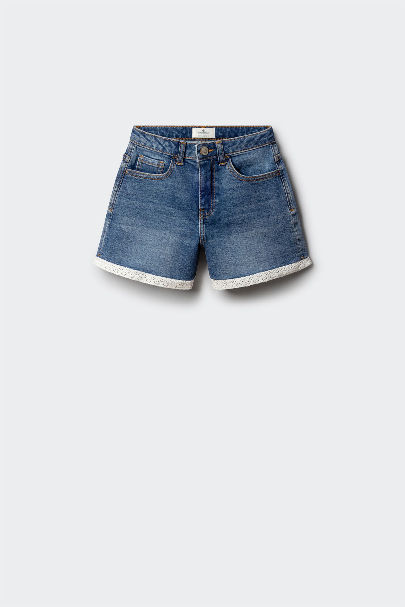 Springfield Kids Short de mezclilla con encaje para ni&ntilde;a