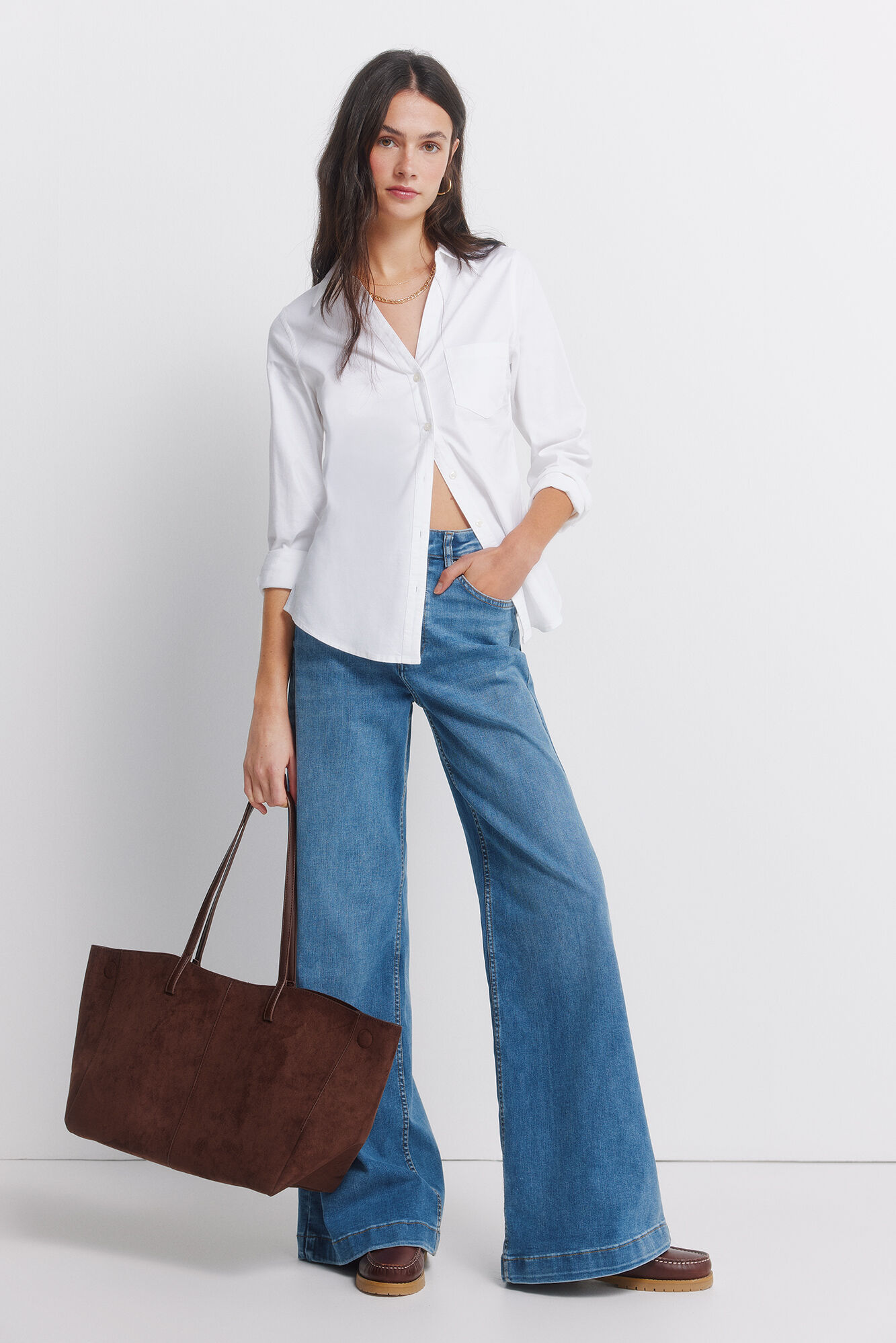 Springfield Camisa de algod&oacute;n Oxford con escote en PICO natural