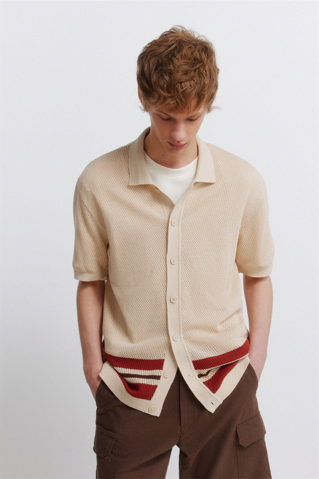 Springfield C&aacute;rdigan con estructura de rayas posicionales beige