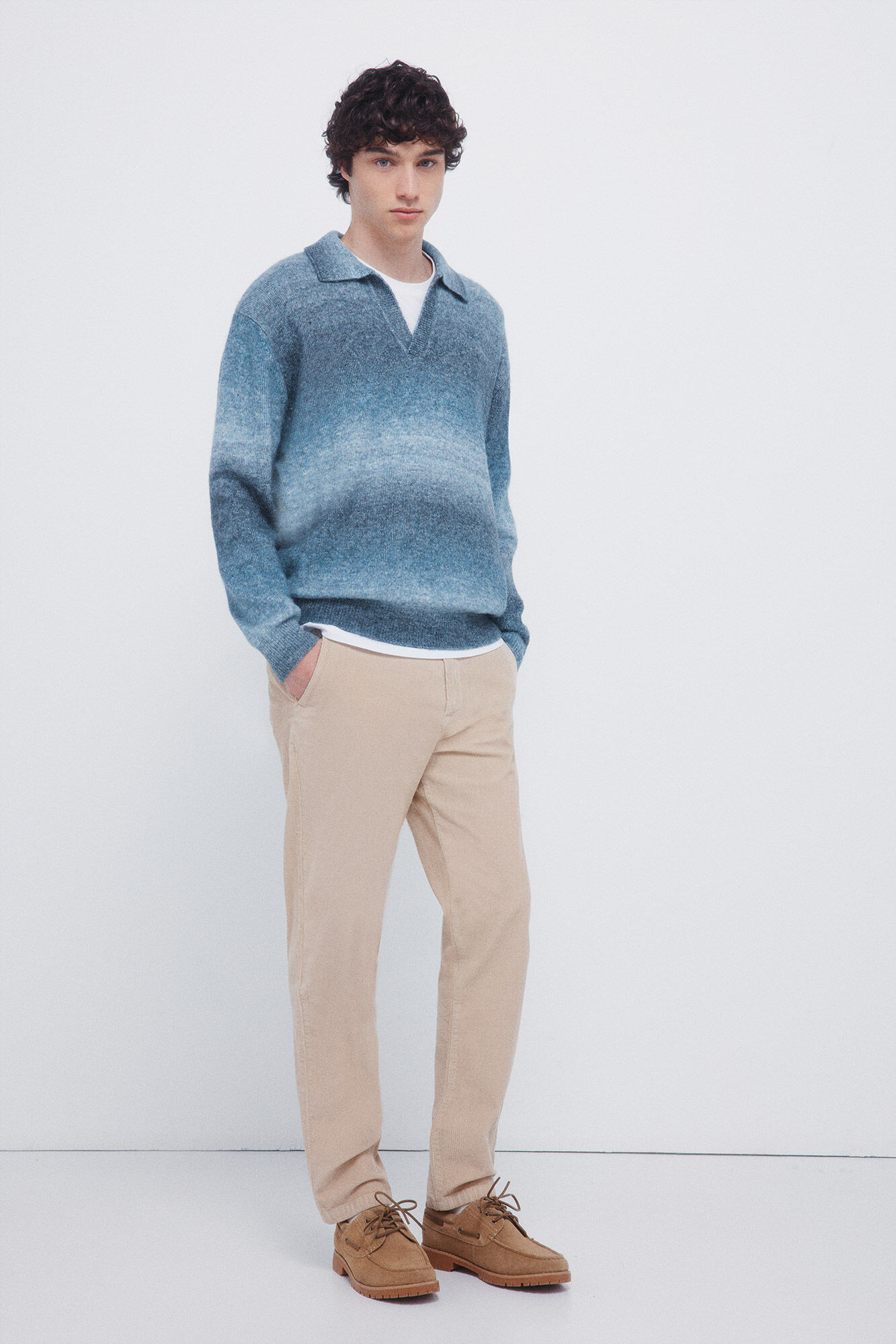 Springfield Pana chinos de pana lavada, c&oacute;modos y de corte entallado beige