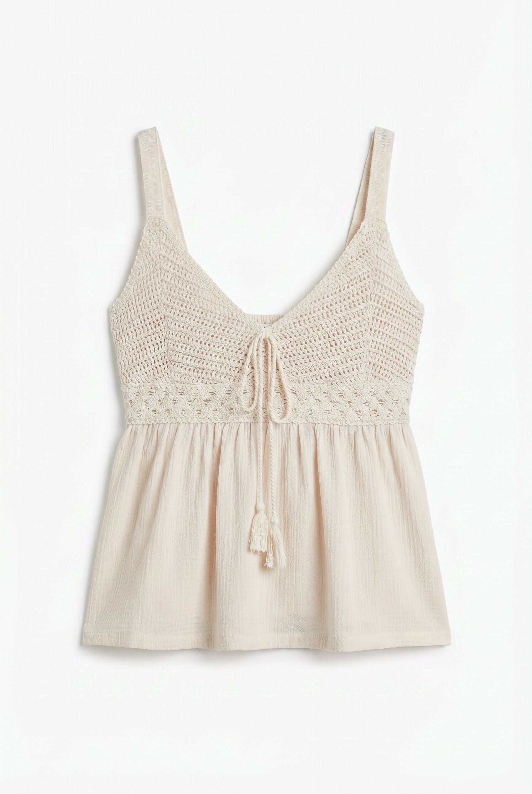 Springfield Top de tirantes de crochet con lazo marfil
