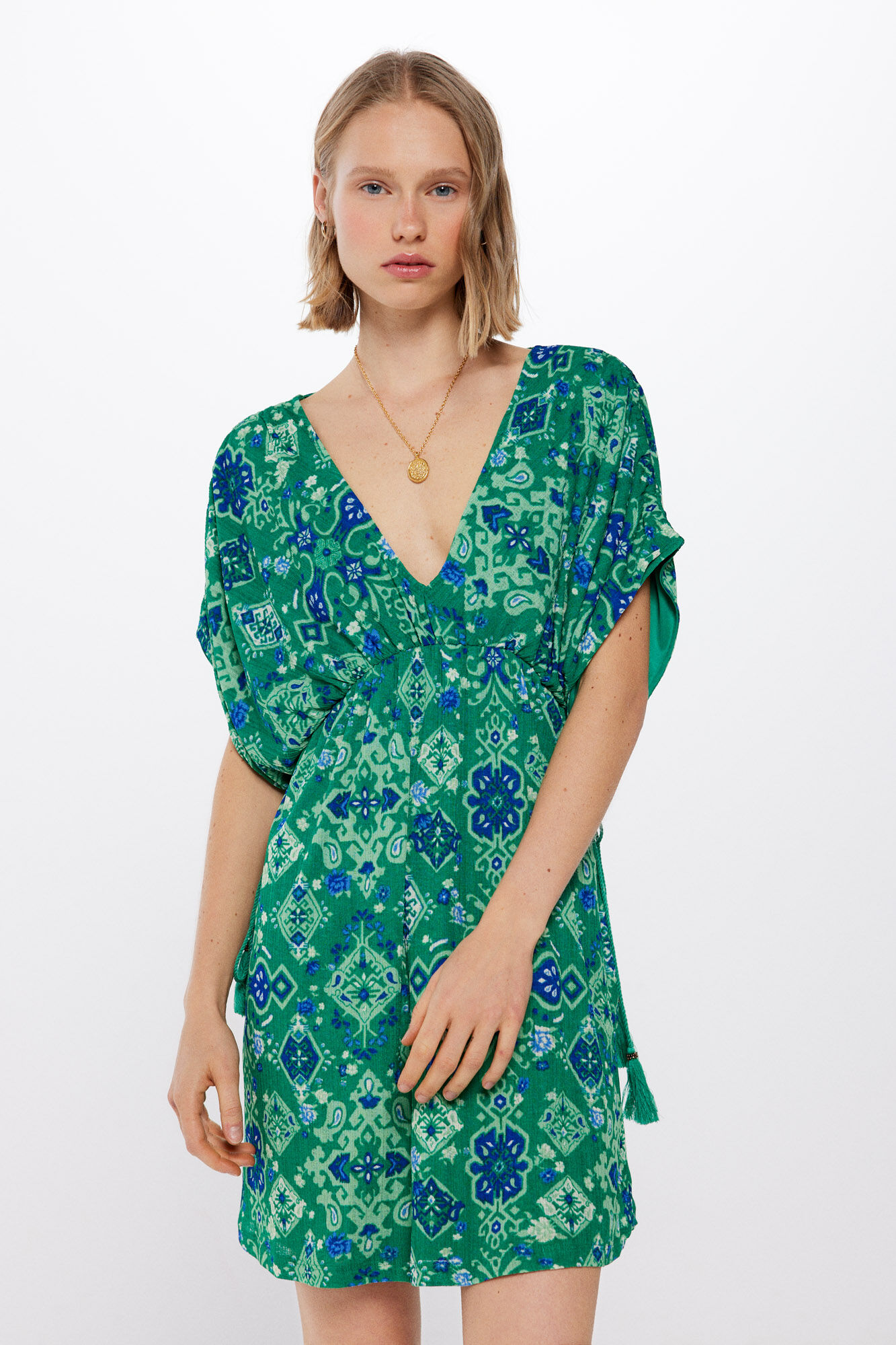 Springfield Vestido corto t&uacute;nica estampado marfil