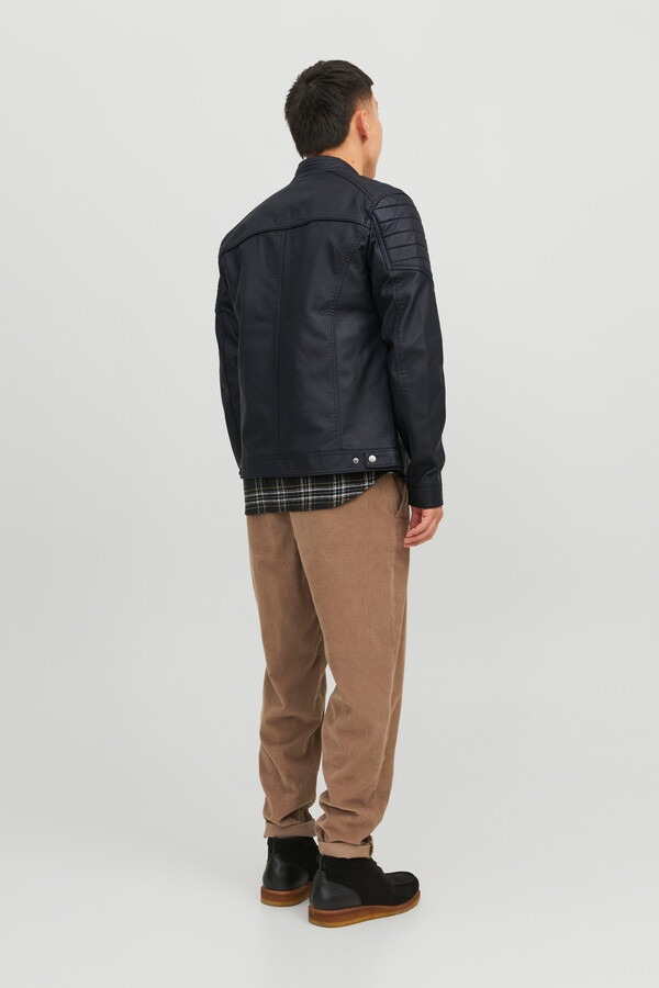 Jack & Jones Chamarra simil cuero negro