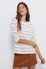 Springfield Playera de chenilla a rayas con botones en los hombros blanco
