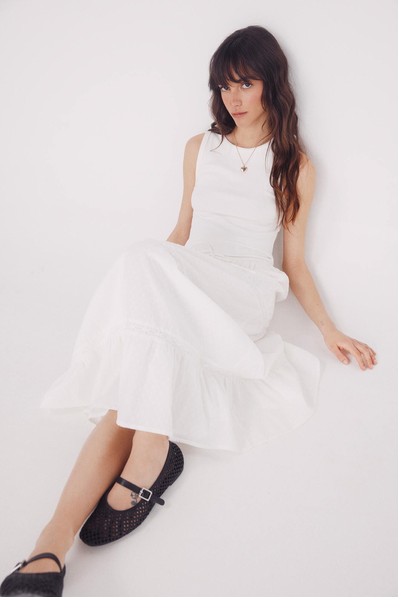 Springfield Falda larga blanca lace