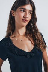 Springfield Playera escote crochet negro