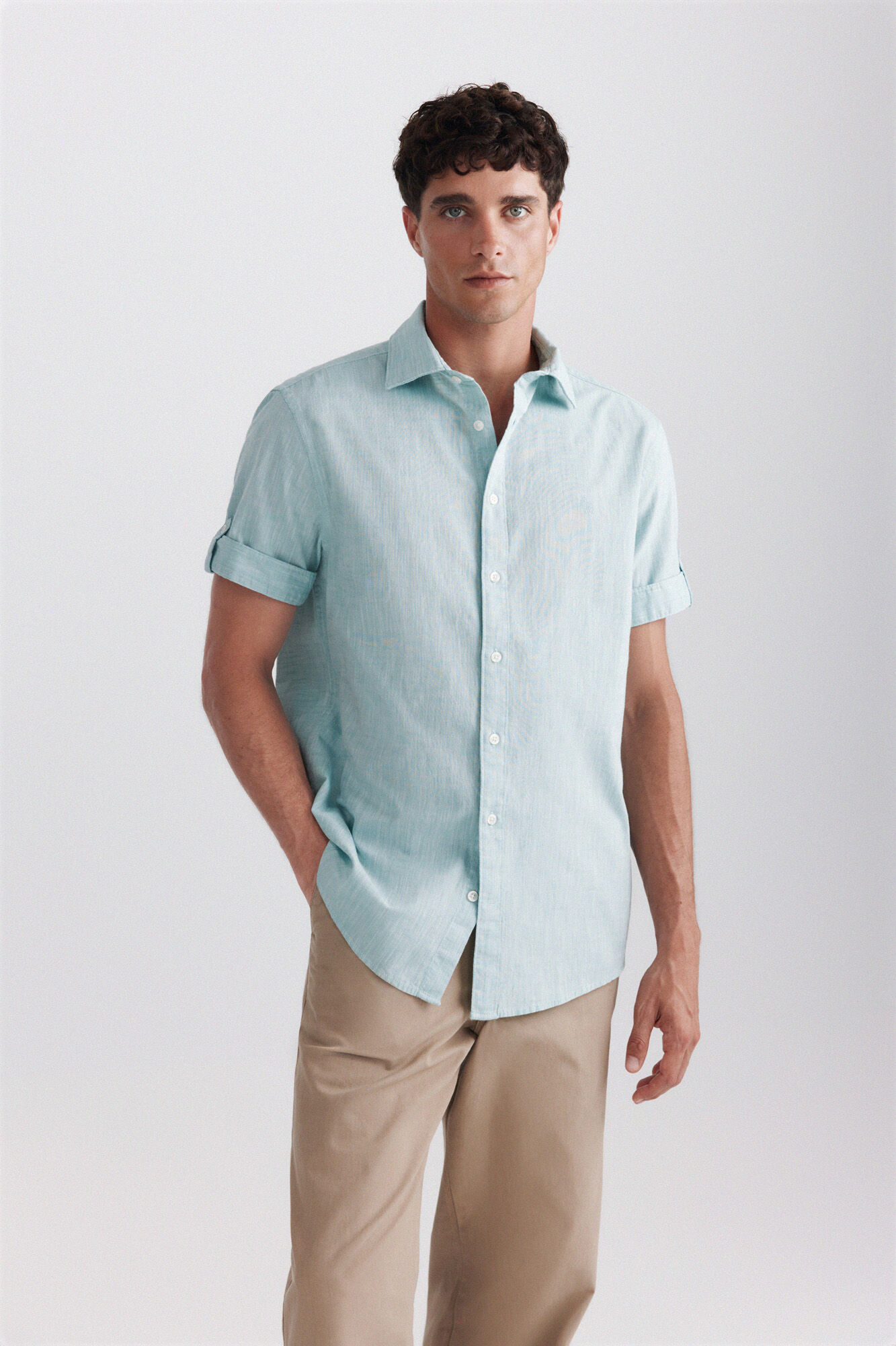 Springfield Camisa de manga corta con vuelta