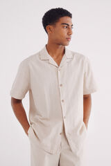 Springfield Camisa manga corta jacquard ligero beige