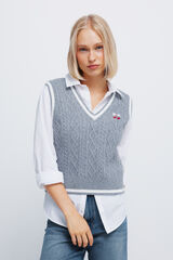 Springfield Chaleco tejido bordado gris