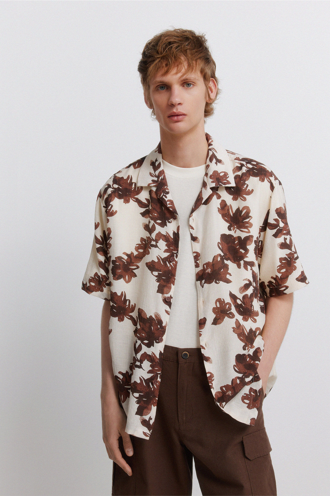 Springfield Camisa de manga corta de viscosa y nylon estampada