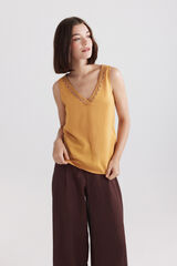Springfield Playera sin mangas con bordado en el escote amarillo