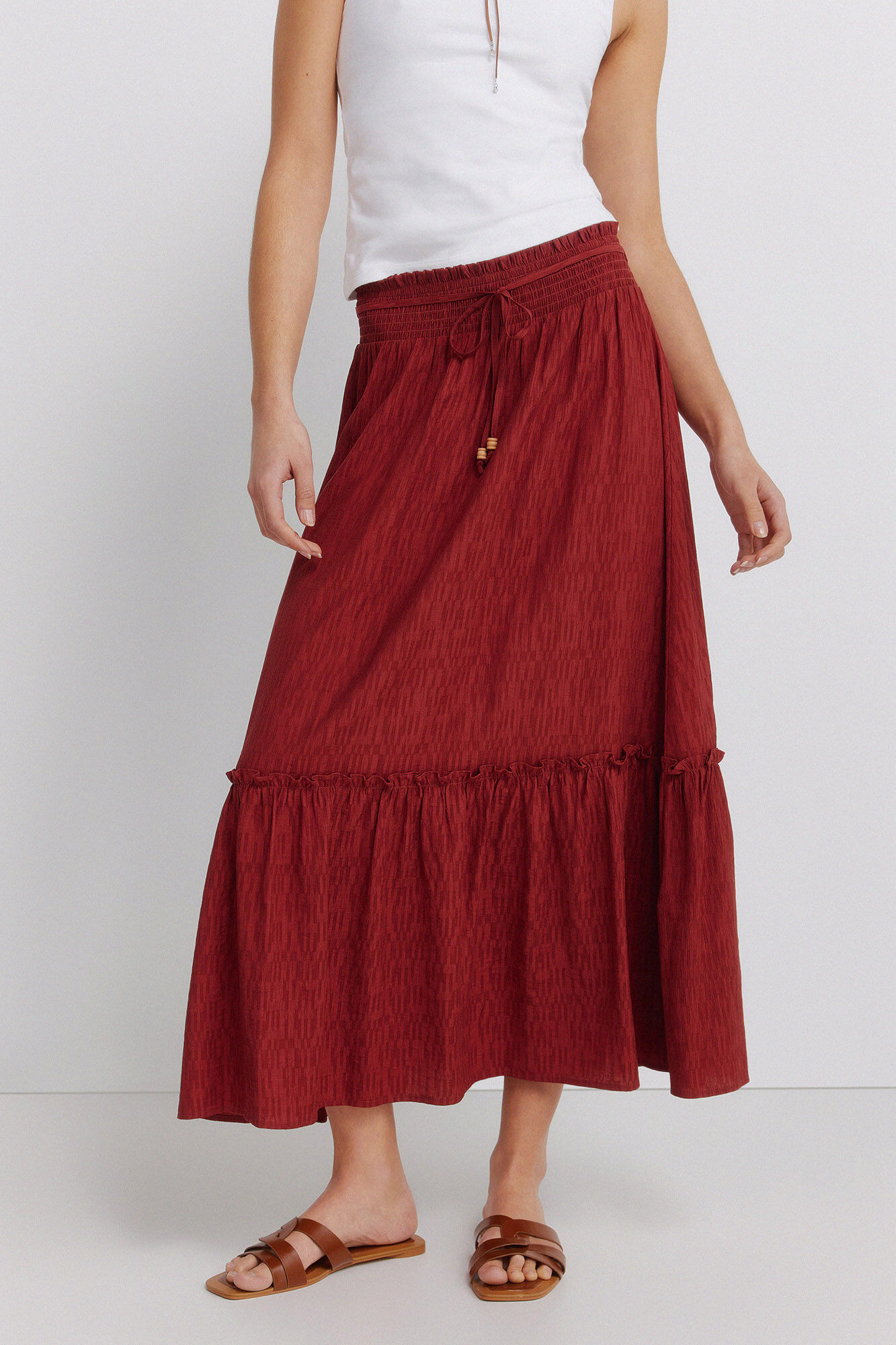 Springfield Falda midi de estructura coral