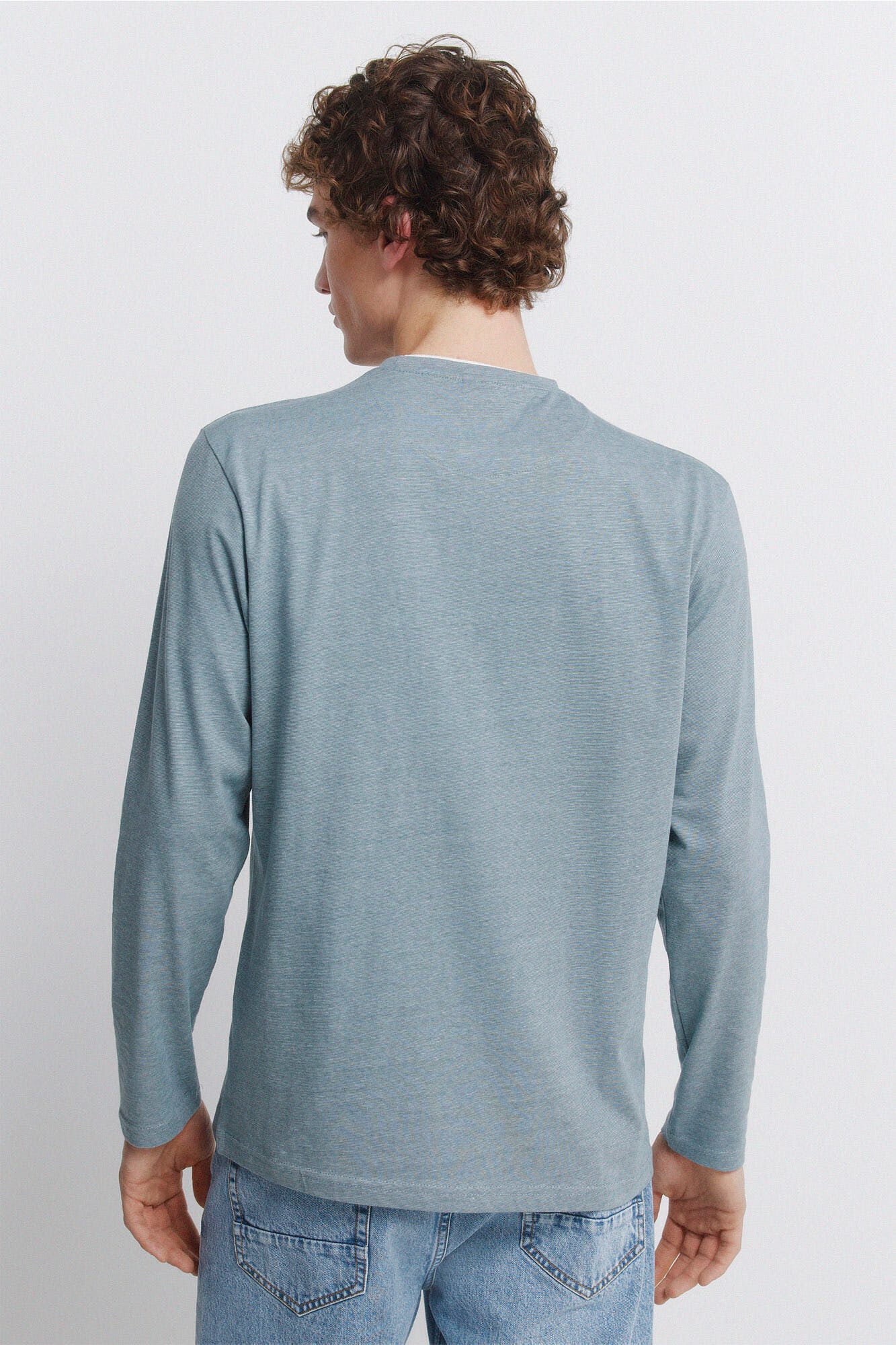 Springfield Camiseta manga larga doble microraya azul