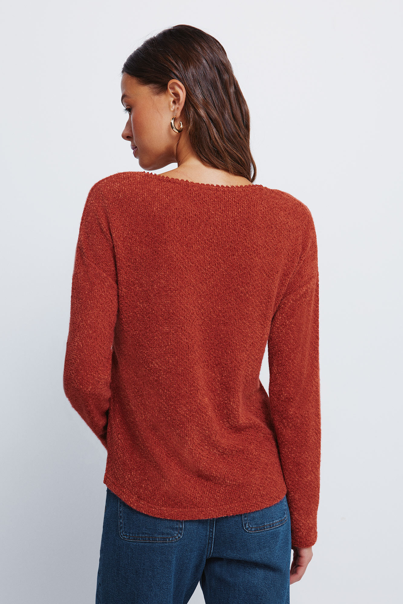 Springfield Jersey chenilla escote puntilla naranja