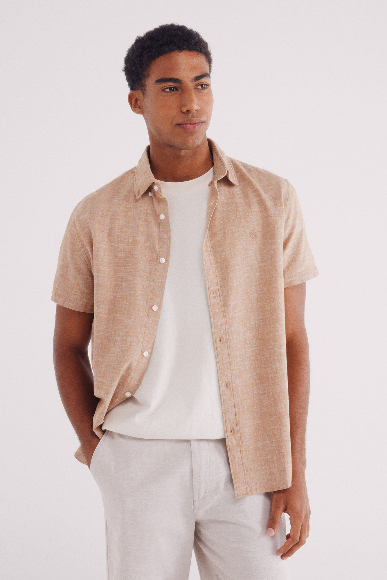 Springfield Bermuda chambray comfort slim fit beige