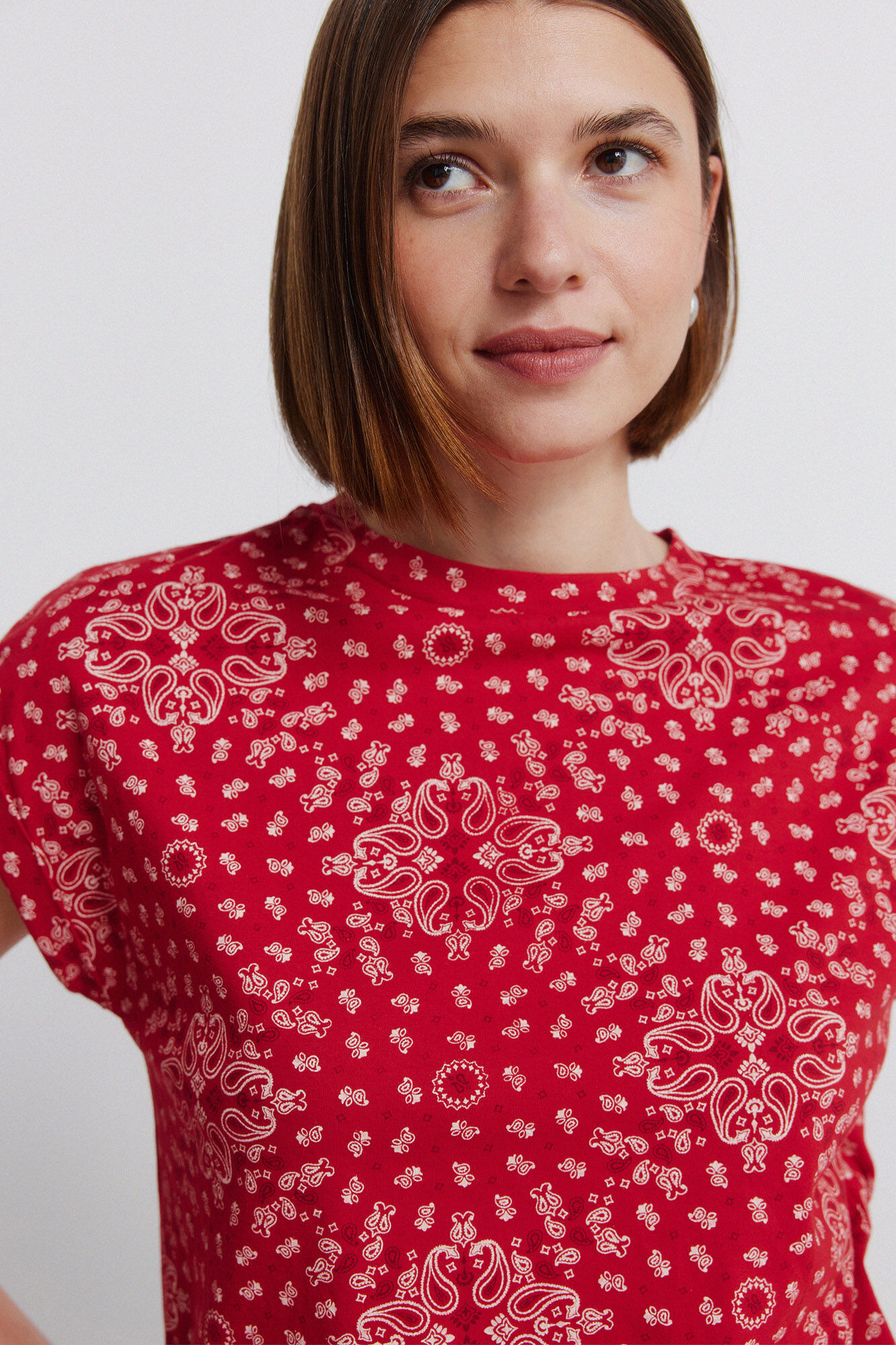Springfield Playera de manga doblada rojo