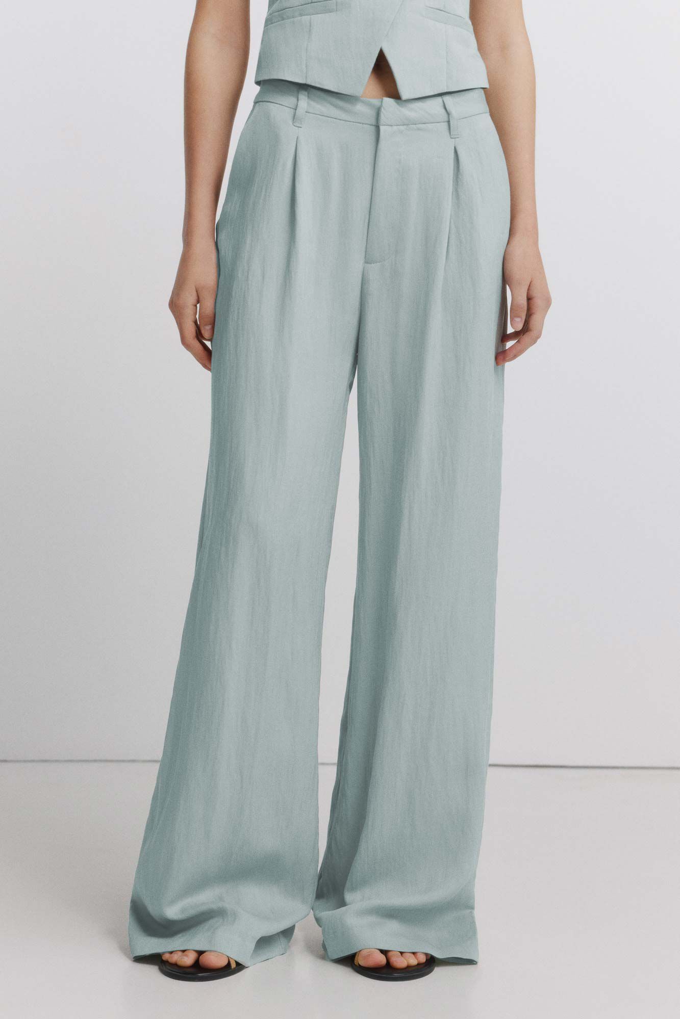 Springfield Pantal&oacute;n ancho plisado verde