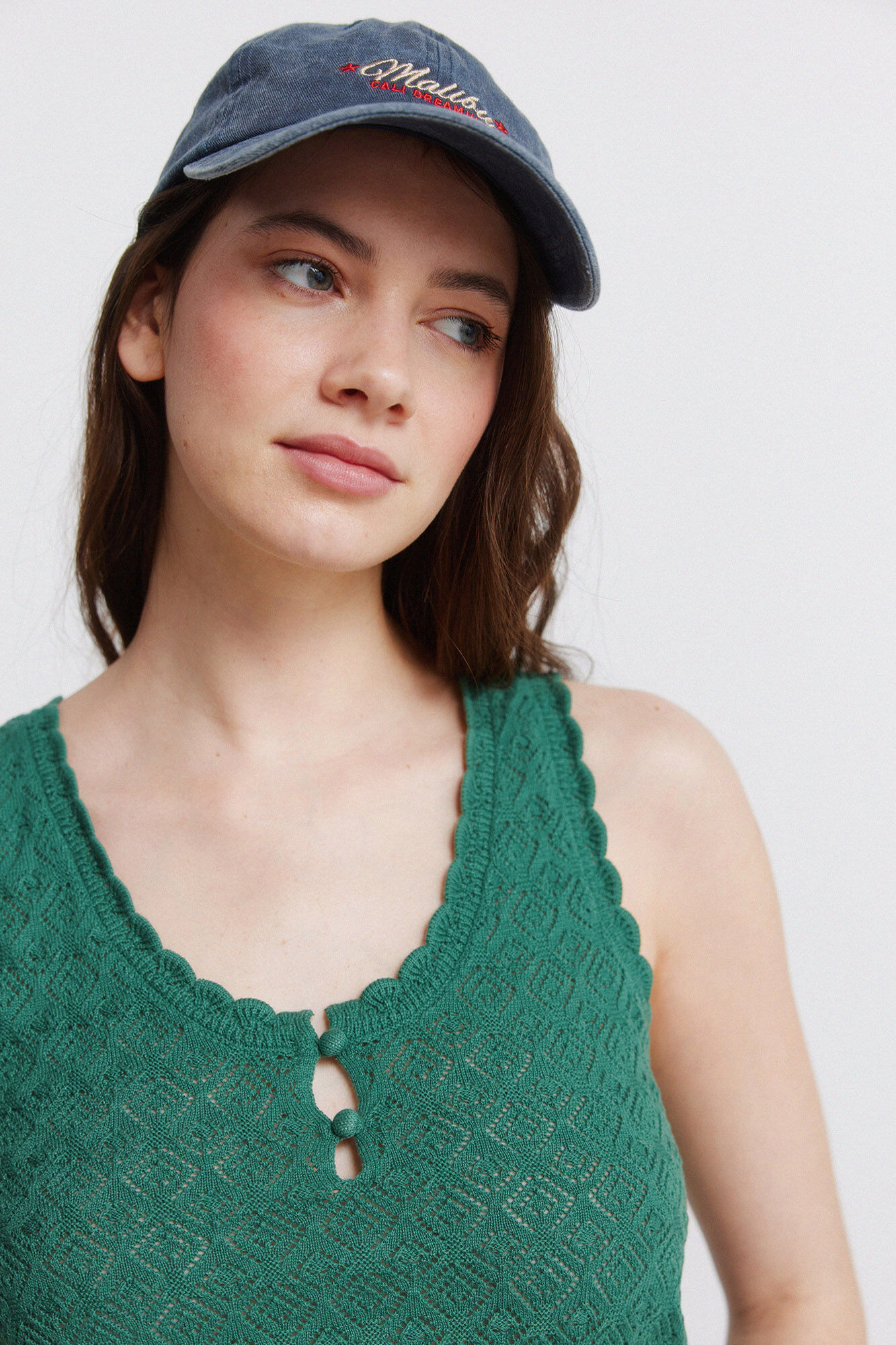 Springfield Playera de tejido pointelle con botones verde