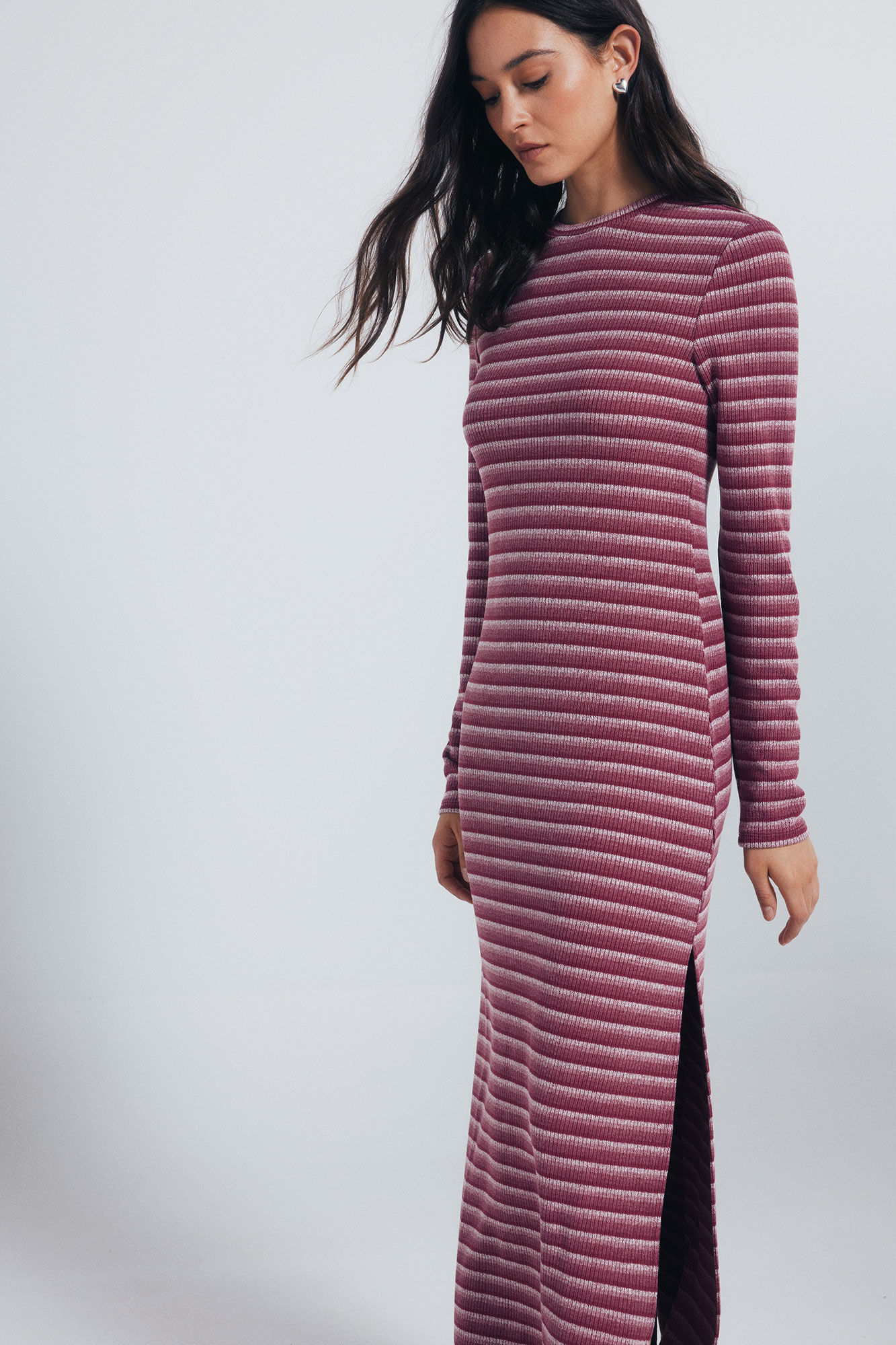 Springfield Vestido midi ajuste con estructura de rayas